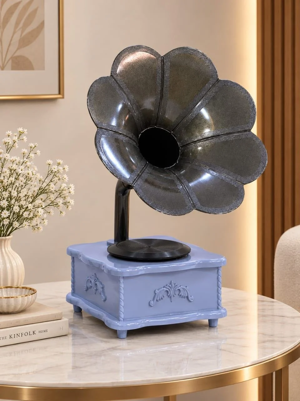 گرام رومیزی شیپور فایبرگلاس رنگ آبی یخی